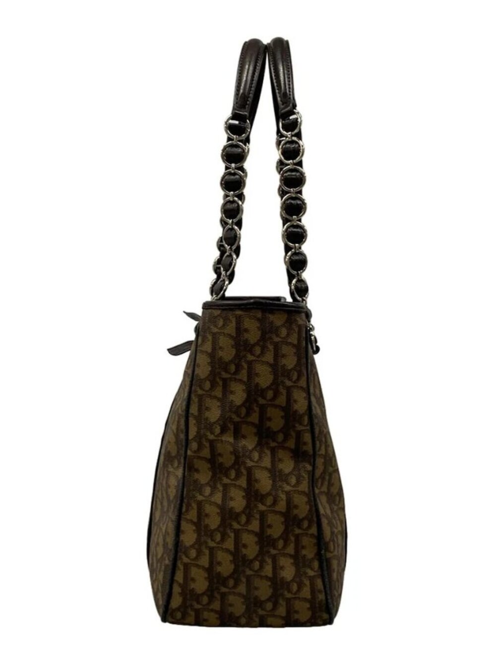 DIOR/ChristianDior Romantic/Trotter Dark Brown Brown Leather Tote Bag - Picture 4 of 16